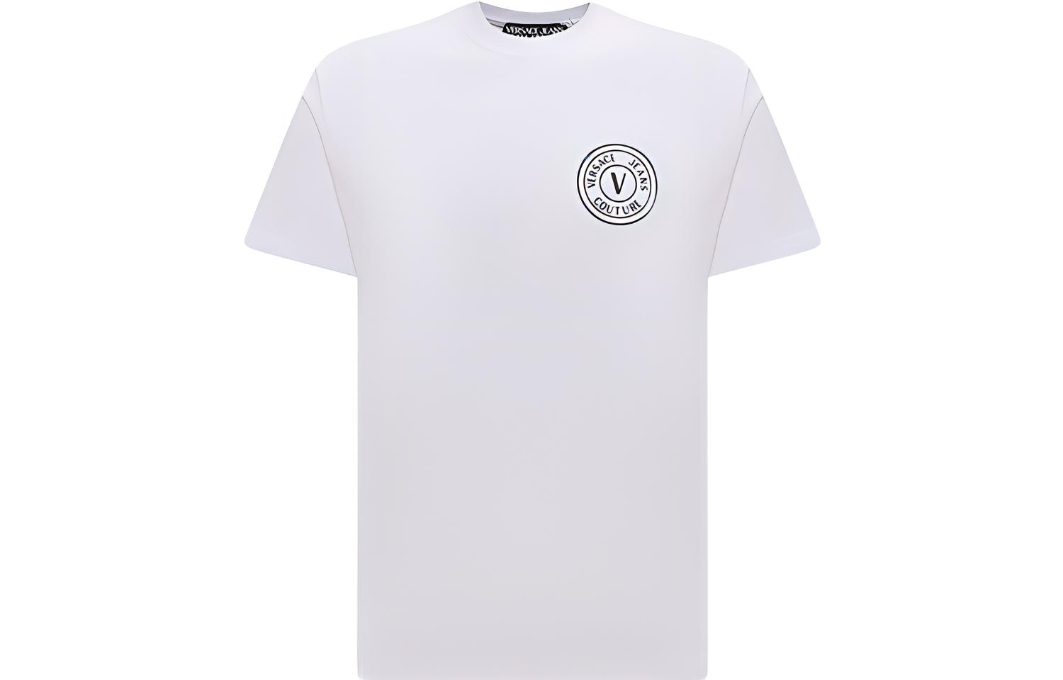 VERSACE JEANS COUTURE  Logo Print Crewneck T-Shirt White 74GAHT06-CJ00T-003
