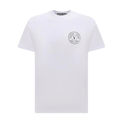 VERSACE JEANS COUTURE Logo Print Crewneck T-Shirt White 74GAHT06-CJ00T-003