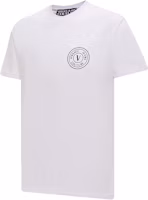 Shop VERSACE JEANS COUTURE 徽標印花圓領T恤 白色 74GAHT06-CJ00T-003