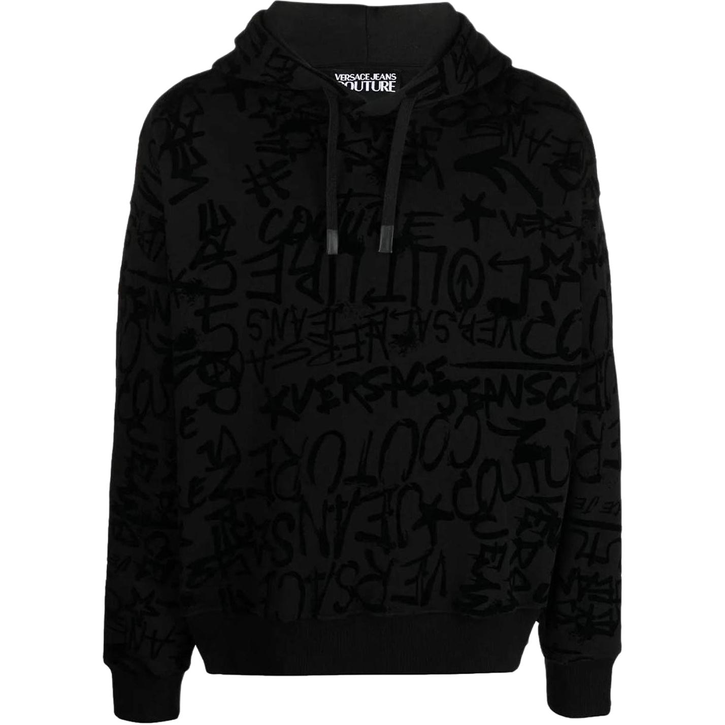 VERSACE JEANS COUTURE  Loose Fit All-Over Logo Print Hoodie. 75GAI3C0-FS095-899