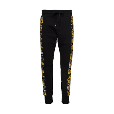 VERSACE JEANS COUTURE Mid-Rise Drawstring Print Sweatpants Black 76GAA3C0-FS127-G89