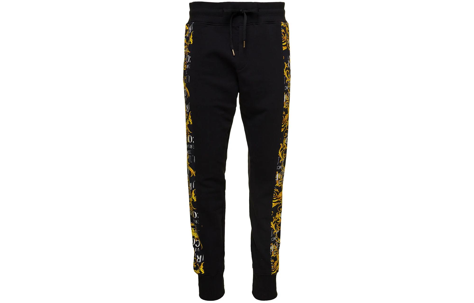 Order VERSACE JEANS COUTURE 中腰抽繩印花運動褲 黑色 76GAA3C0-FS127-G89