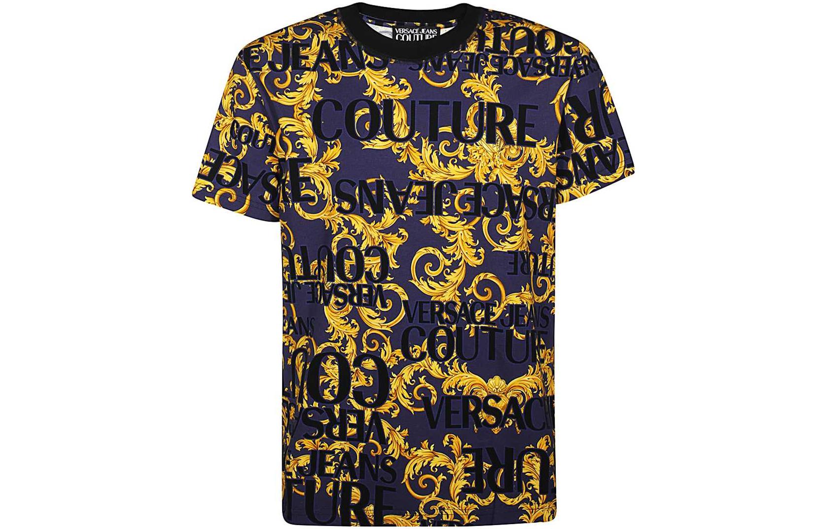 VERSACE JEANS COUTURE  Multicolor Logo Print Crewneck T-Shirt. B3GVA7SA-S0630-200