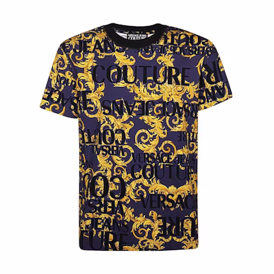 VERSACE JEANS COUTURE Multicolor Logo Print Crewneck T-Shirt. B3GVA7SA-S0630-200
