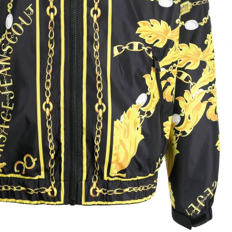 Details for VERSACE JEANS COUTURE  Slim Fit All-Over Print Hoodie Jacket - Black 75GASD05-CQS72-G89