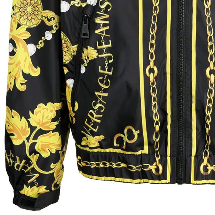 Sizing VERSACE JEANS COUTURE  Slim Fit All-Over Print Hoodie Jacket - Black 75GASD05-CQS72-G89