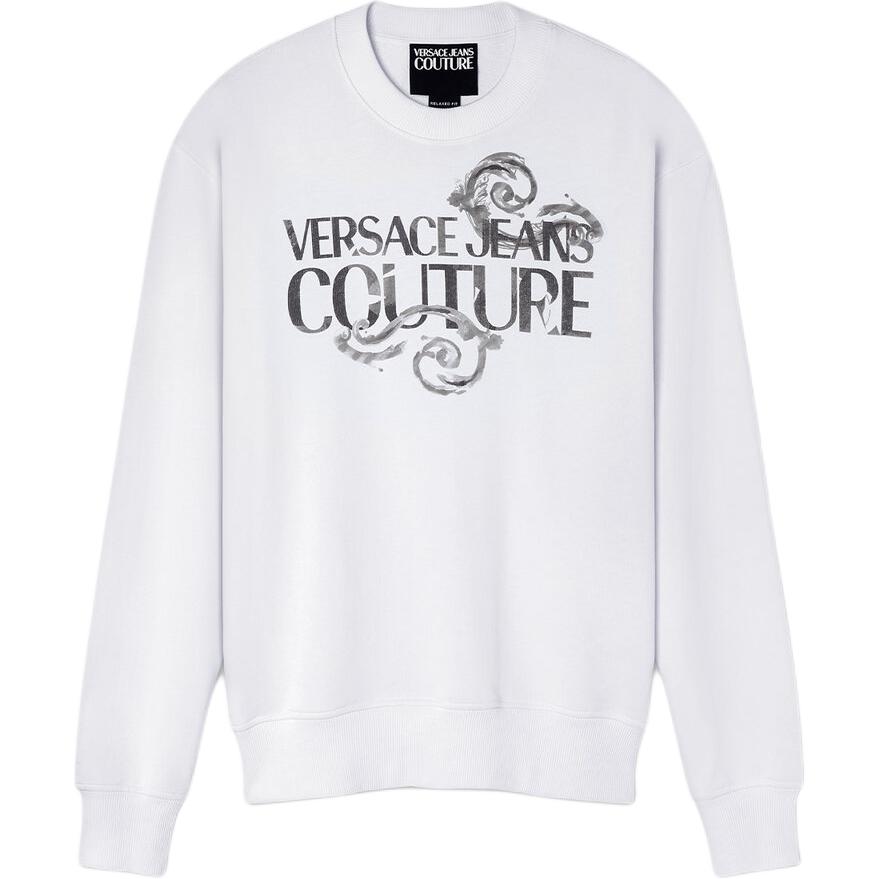 VERSACE JEANS COUTURE  White Letter Print Crewneck Long Sleeve Sweatshirt E76GAIG01-ECF01G-E003