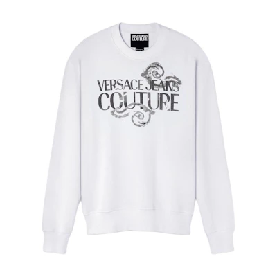 VERSACE JEANS COUTURE White Letter Print Crewneck Long Sleeve Sweatshirt E76GAIG01-ECF01G-E003