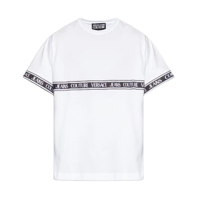 VERSACE JEANS COUTURE White Logo Embroidered Relaxed Fit T-Shirt. 76GAHC06-CJ01C-003