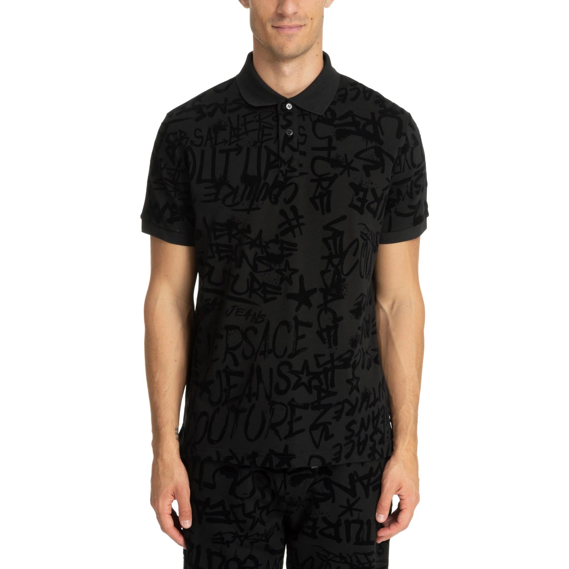 VERSACE JEANS COUTURE All-Over Logo Polo T-Shirt  Black. 75GAG6-R1JS2-12899 圖 3