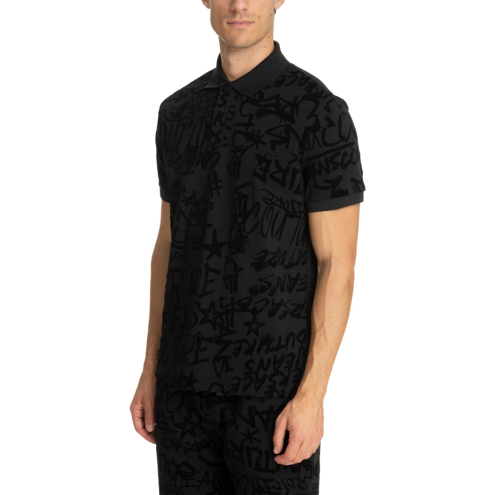 VERSACE JEANS COUTURE All-Over Logo Polo T-Shirt  Black. 75GAG6-R1JS2-12899 圖 5