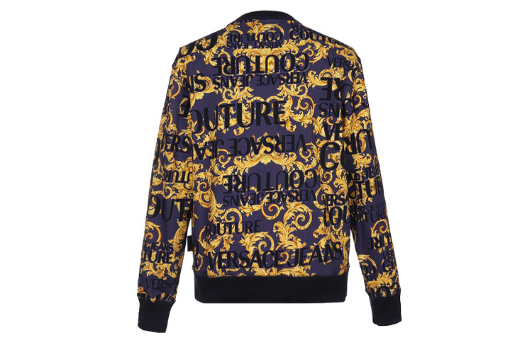 Lookbook 베르사체 진스 쿠튀르 올오버 로고 프린트 크루넥 스웨트셔츠 블루/퍼플 B7GVA702-SM600-200