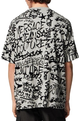 VERSACE JEANS COUTURE All-Over Logo Print Grey Casual T-Shirt. E75GAH6O0-EJS212-E802 Shop VERSACE JEANS COUTURE All-Over Logo Print Grey Casual T-Shirt. E75GAH6O0-EJS212-E802