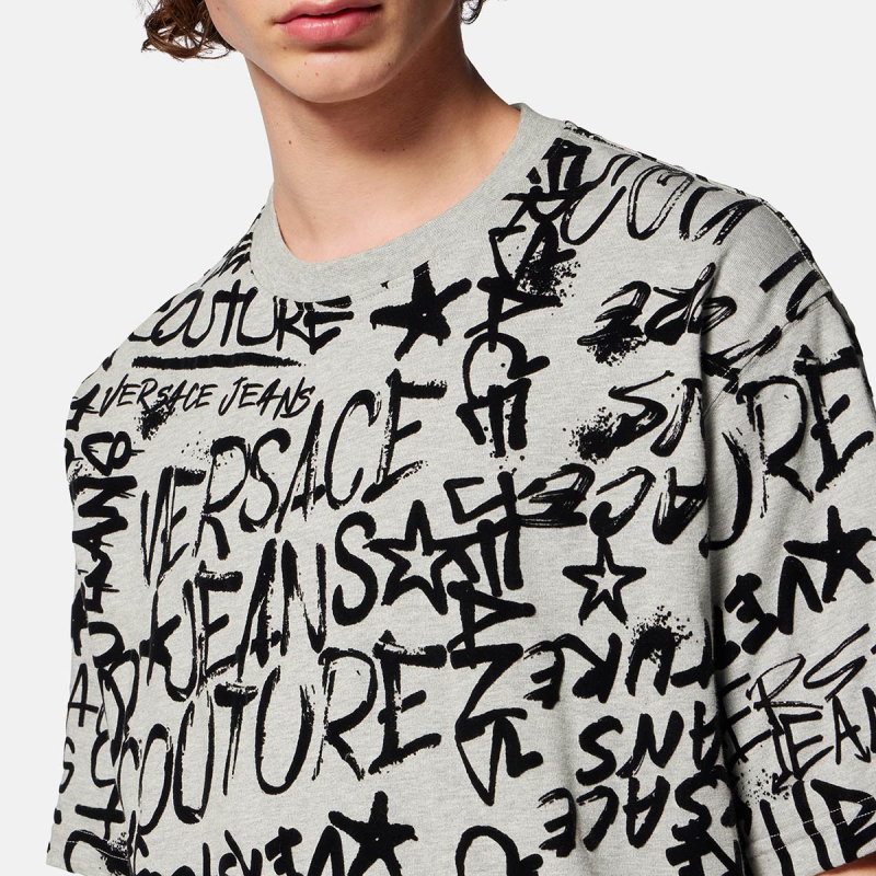 Details for VERSACE JEANS COUTURE All-Over Logo Print Grey  Casual T-Shirt. E75GAH6O0-EJS212-E802