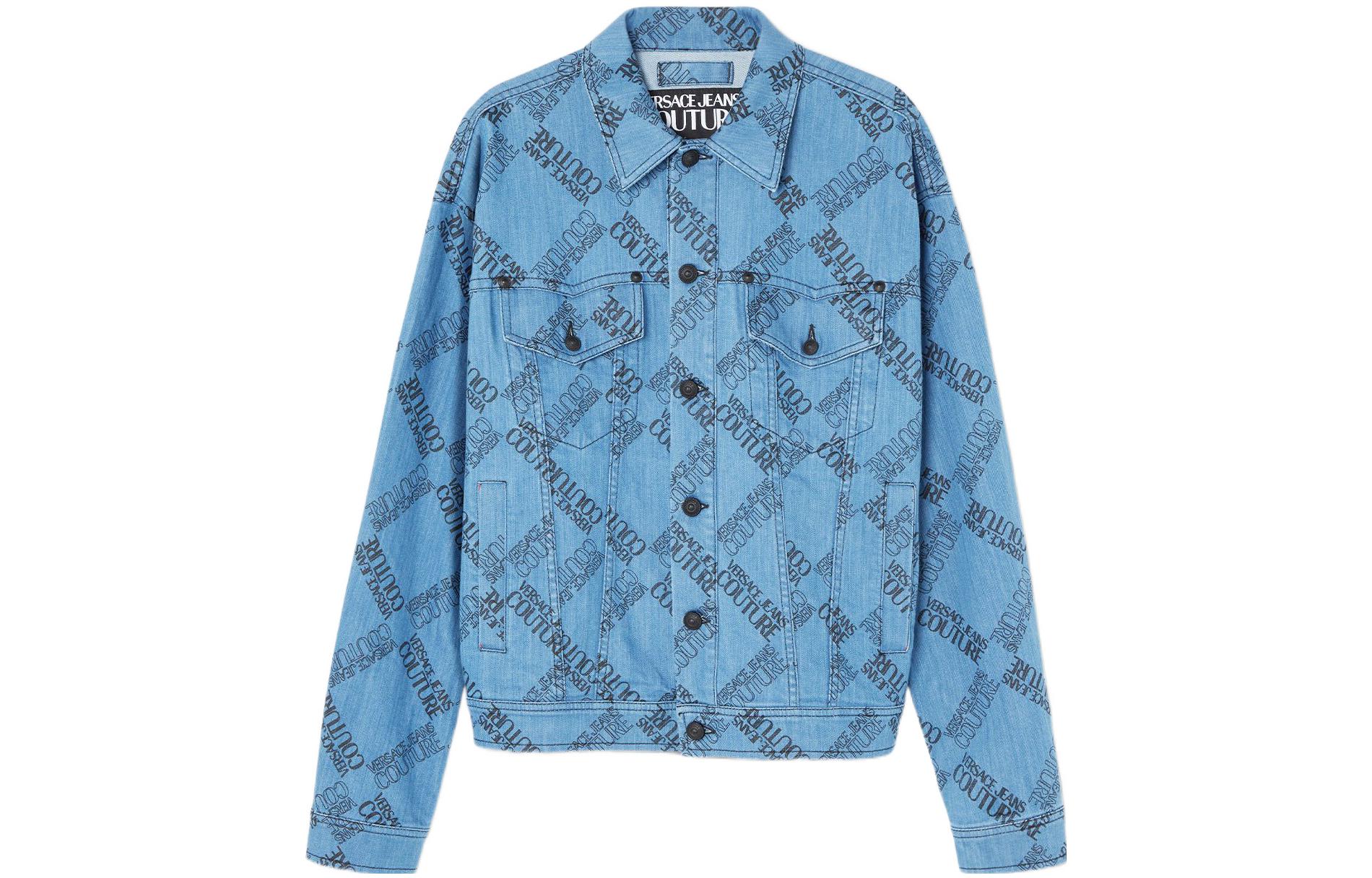 VERSACE JEANS COUTURE All-Over Print Button-Up Jacket Blue E73GAS400-EDS002M14-E904