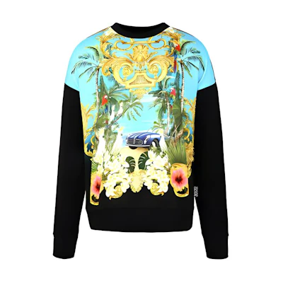 Versace Jeans Couture All-Over Print Crewneck Sweatshirt Black Mens B7GVA743-SI600-983