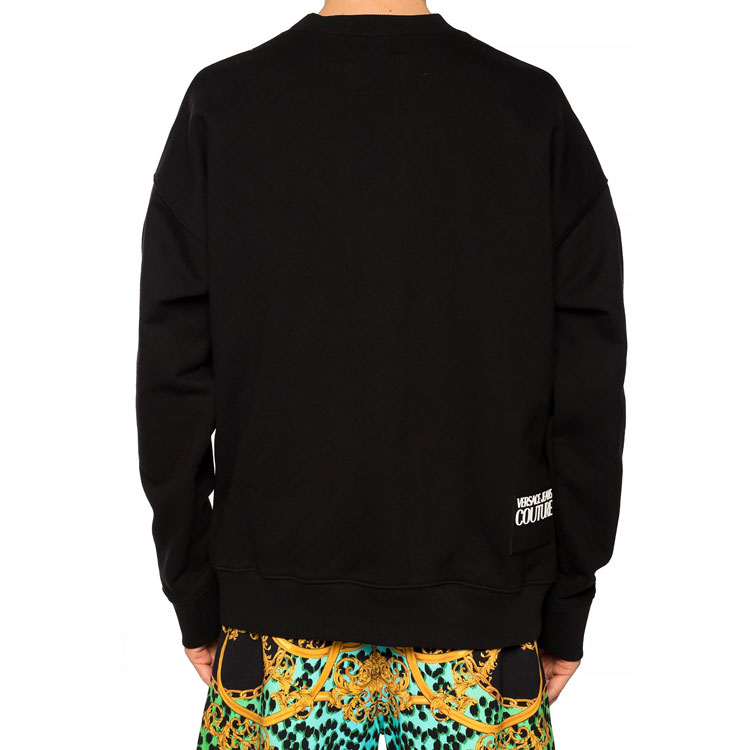 Sizing Versace Jeans Couture Baju Sejuk Leher Bulat Hitam Corak Penuh Lelaki B7GVA743-SI600-983