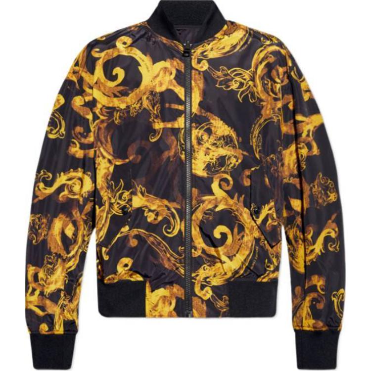VERSACE JEANS COUTURE All-Over Print Zip-Up Bomber Jacket Black Mens. 76GAS407-CQS85-G89