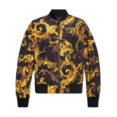 VERSACE JEANS COUTURE All-Over Print Zip-Up Bomber Jacket Black Mens. 76GAS407-CQS85-G89