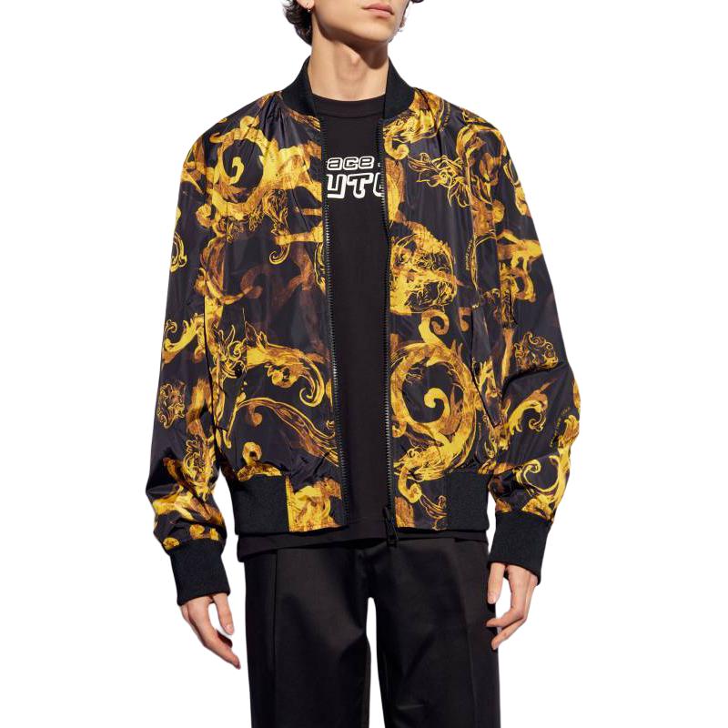 Lookbook VERSACE JEANS COUTURE All-Over Print Zip-Up Bomber Jacket Black Mens. 76GAS407-CQS85-G89