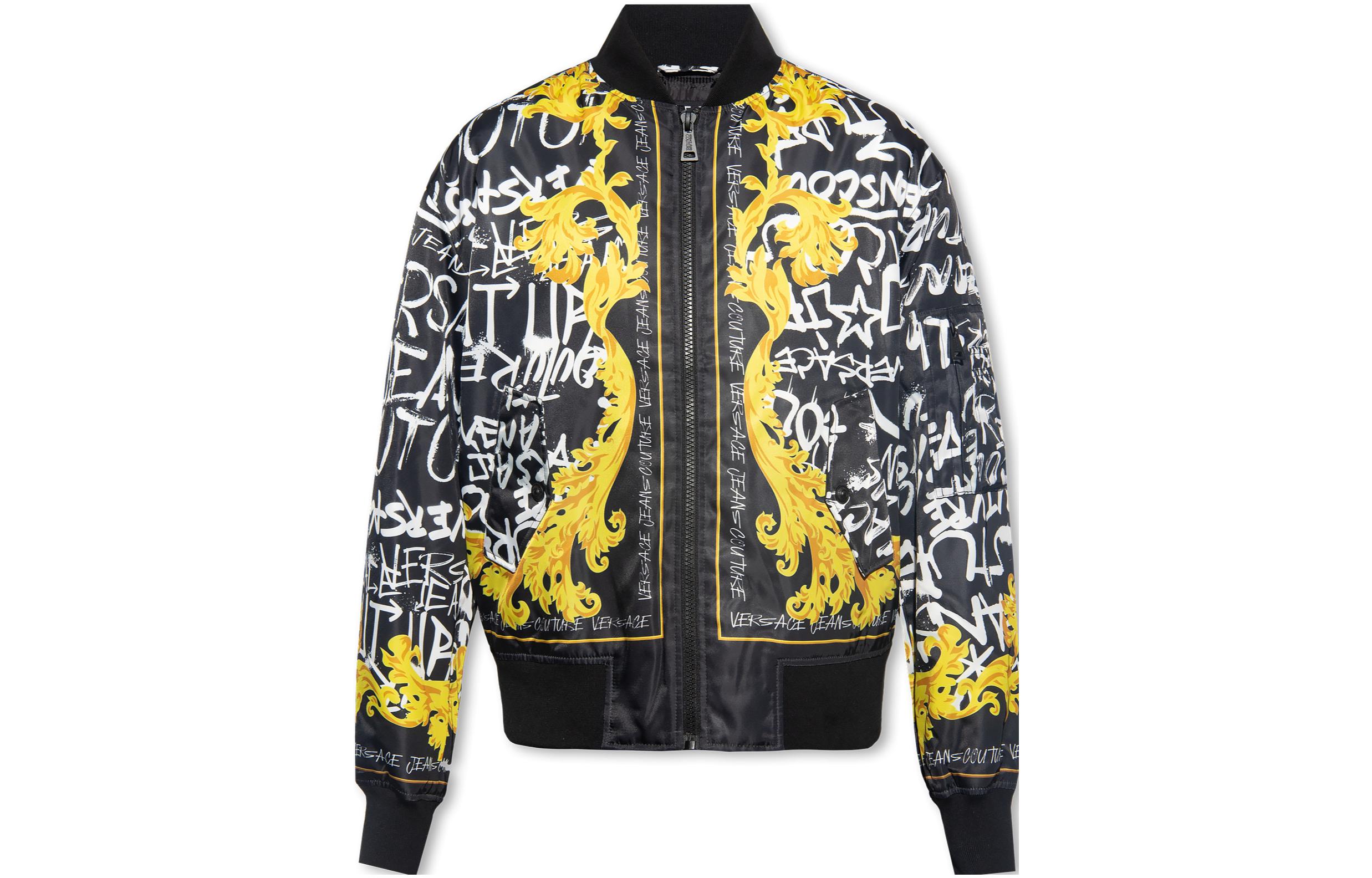 VERSACE JEANS COUTURE All-Over Print Zip Jacket Black 75GASD01-CQS73-G89