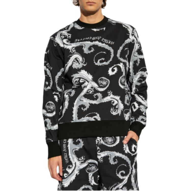 Lookbook Versace Jeans Couture Baroque Print Black Crewneck Sweatshirt  Loose Fit 77GAI3R0-FS161-KJ2