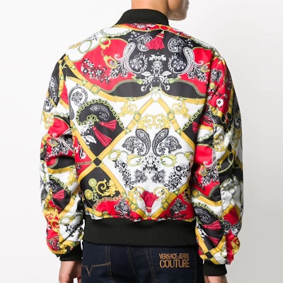 VERSACE JEANS COUTURE Baroque Print Bomber Jacket Black C1GZA9A7-25134-500 Details for VERSACE JEANS COUTURE Baroque Print Bomber Jacket Black C1GZA9A7-25134-500