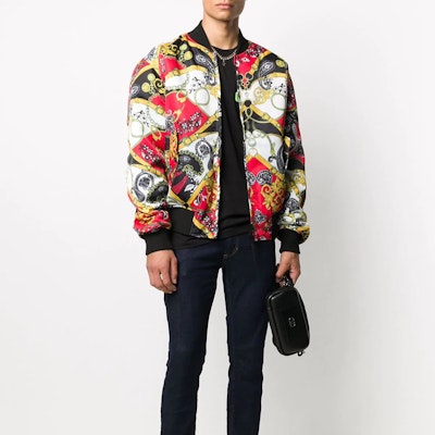 VERSACE JEANS COUTURE Baroque Print Bomber Jacket Black C1GZA9A7-25134-500 Sizing VERSACE JEANS COUTURE Baroque Print Bomber Jacket Black C1GZA9A7-25134-500