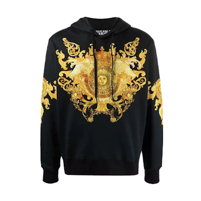 VERSACE JEANS COUTURE Baroque Print Hoodie Unisex Black EB7GWA7-F7ES0-276