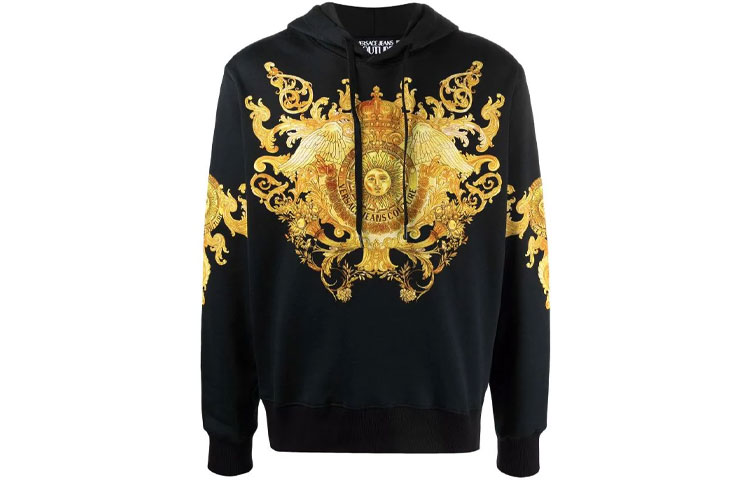 Order VERSACE JEANS COUTURE 巴洛克印花連帽上衣 男女款 黑色 EB7GWA7-F7ES0-276
