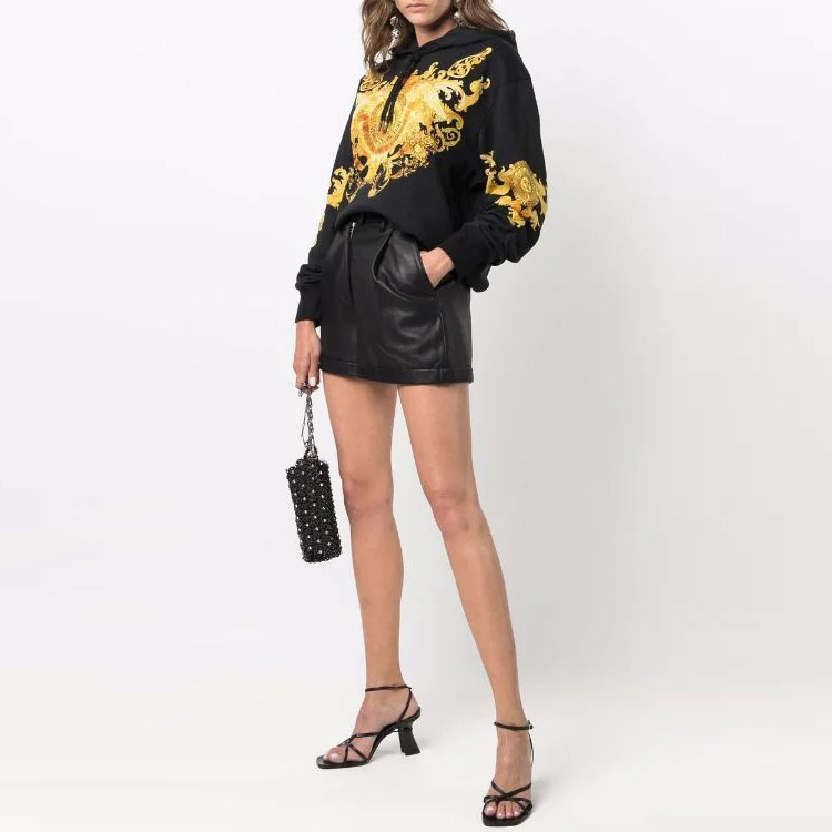 Lookbook VERSACE JEANS COUTURE 巴洛克印花連帽上衣 男女款 黑色 EB7GWA7-F7ES0-276