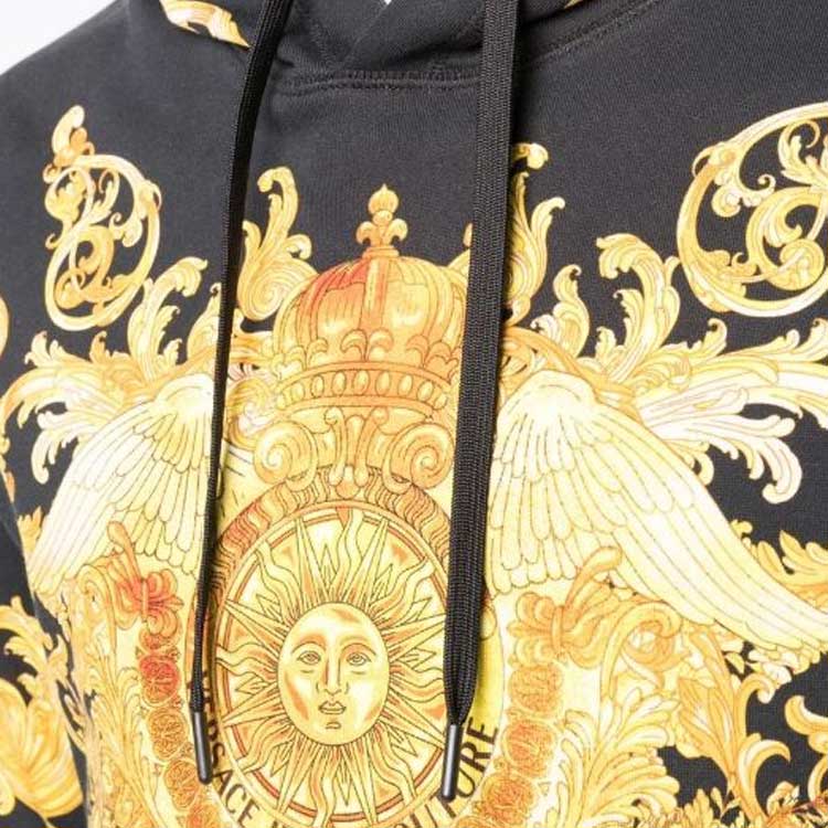 Cheap VERSACE JEANS COUTURE 巴洛克印花連帽上衣 男女款 黑色 EB7GWA7-F7ES0-276