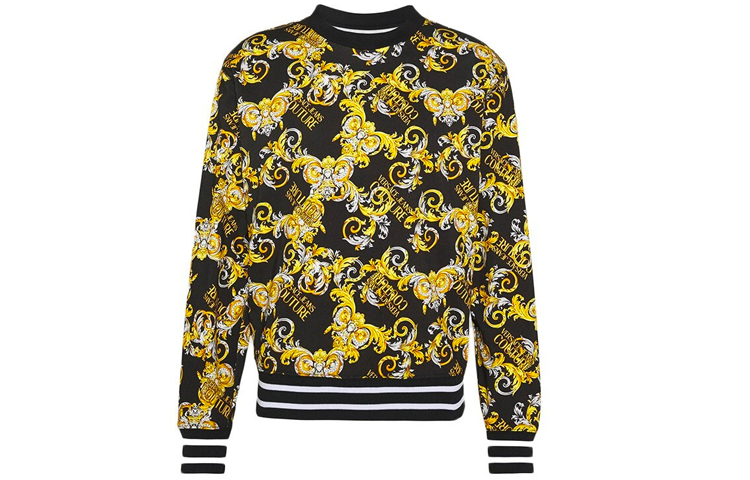 VERSACE JEANS COUTURE Baroque Print Long Sleeve Sweatshirt Yellow Men’s B7GZA709-S0830-899