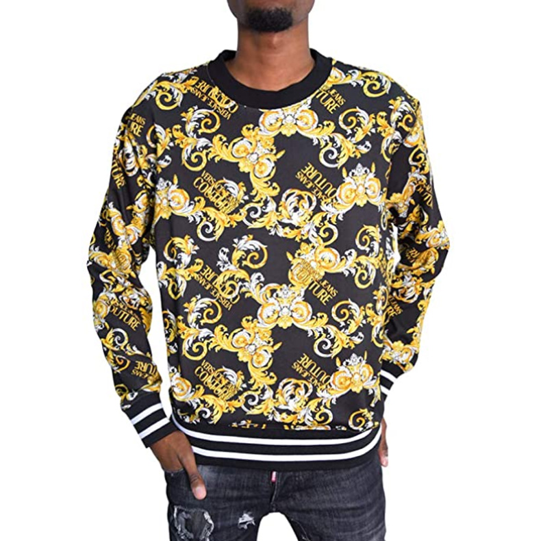 Lookbook VERSACE JEANS COUTURE Baju Panjang Cetakan Baroque Kuning Lelaki B7GZA709-S0830-899