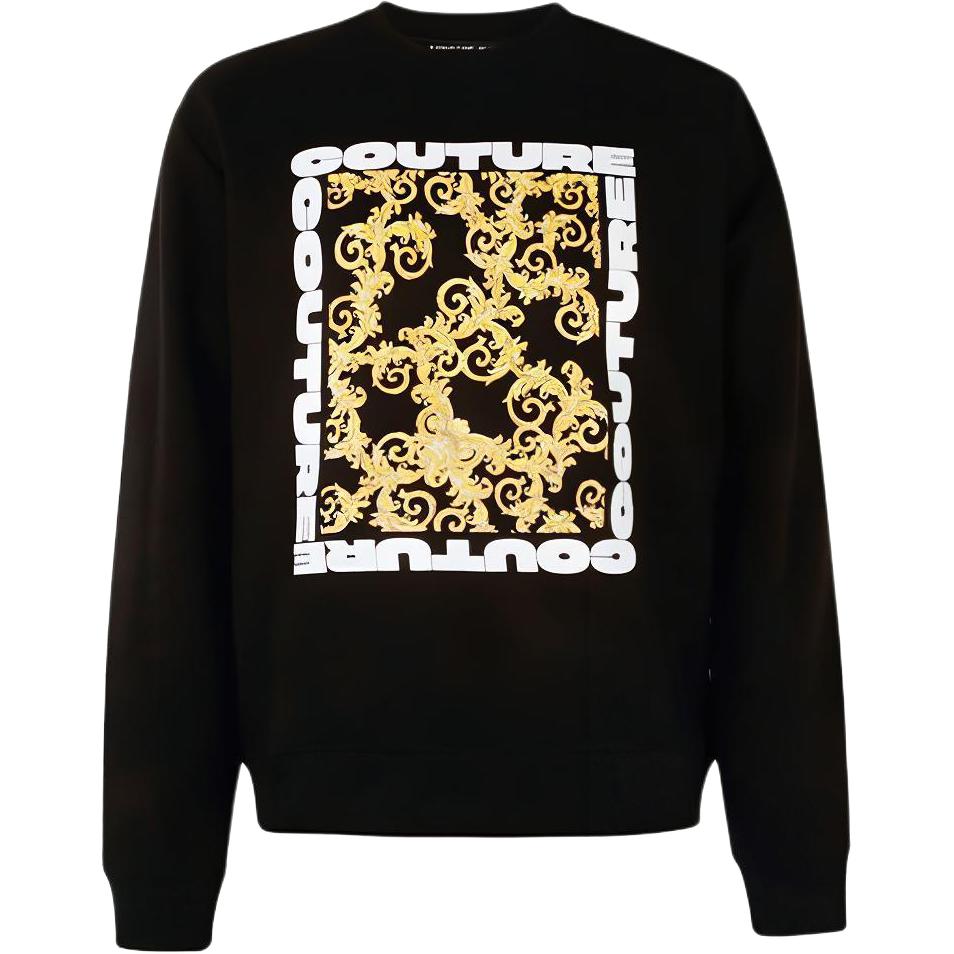 VERSACE JEANS COUTURE Baroque Print Pullover Sweatshirt Men’s Black B7GUB7K9-30220-899