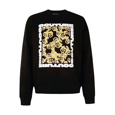 VERSACE JEANS COUTURE Baroque Print Pullover Sweatshirt Men’s Black B7GUB7K9-30220-899
