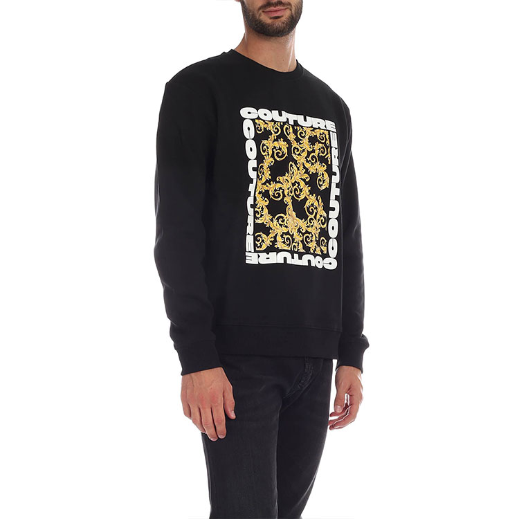 Sizing VERSACE JEANS COUTURE 巴洛克印花黑色長袖男士上衣 B7GUB7K9-30220-899