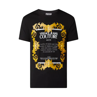 Versace Jeans Couture Baroque Style Fashion Print T-shirt Black B3GZA7TG-30319-K42
