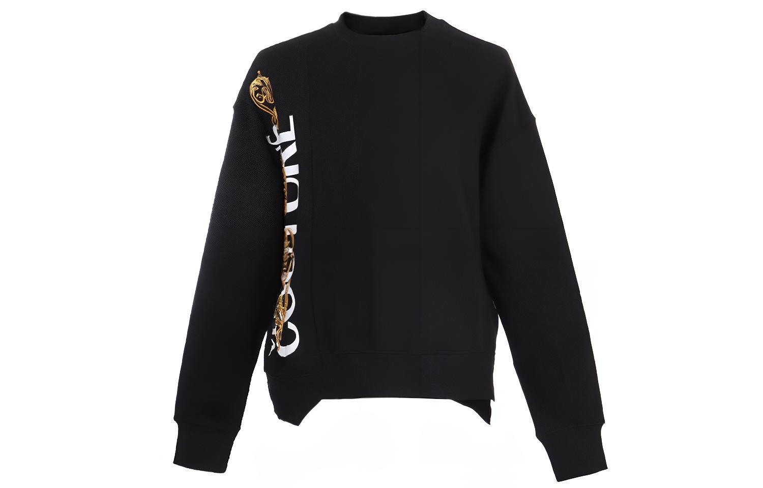 VERSACE JEANS COUTURE Black Asymmetric Embroidered Logo Sweatshirt B7GVB7TI-30318-K42