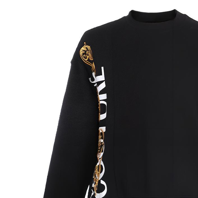 Sizing VERSACE JEANS COUTURE 黑色不對稱刺繡標誌運動衫 B7GVB7TI-30318-K42