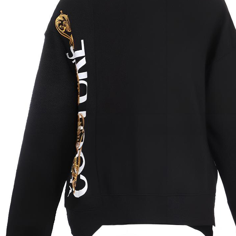 Cheap VERSACE JEANS COUTURE 黑色不對稱刺繡標誌運動衫 B7GVB7TI-30318-K42