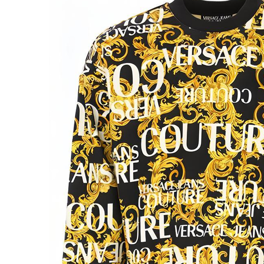 Sizing VERSACE JEANS COUTURE 黑色巴洛克印花長袖衛衣 B7GUA7F5-SH600-899