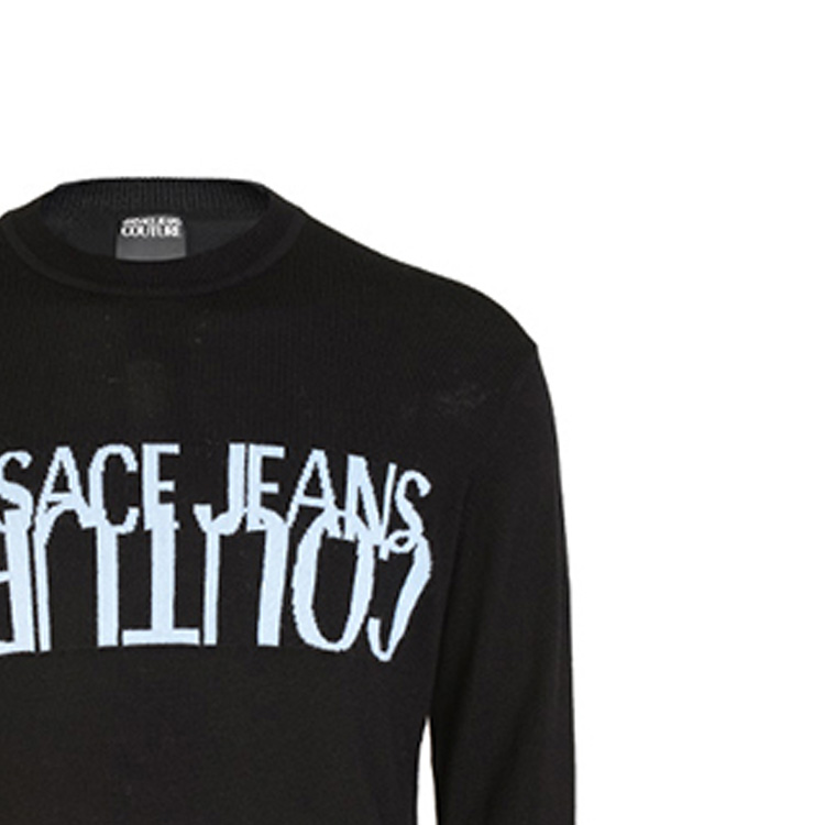 Details for Jersey de Lana Negro con Letras en Punto Versace Jeans Couture. B5GZA81-50465-899