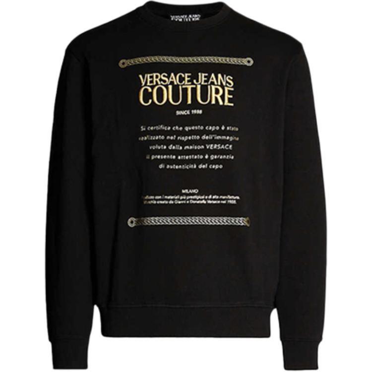 VERSACE JEANS COUTURE Black Gold Printed Long Sleeve Sweatshirt EB7GUA7FN-E36604-EY6A