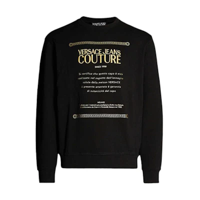 VERSACE JEANS COUTURE Black Gold Printed Long Sleeve Sweatshirt EB7GUA7FN-E36604-EY6A