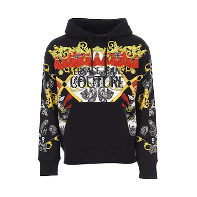 VERSACE JEANS COUTURE Black Graphic Hoodie B7GZA7KI-30328-899