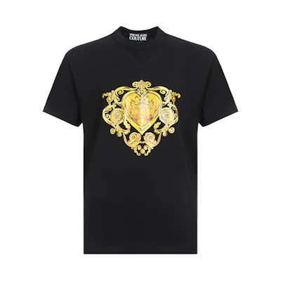 VERSACE JEANS COUTURE Black Heart Print T-Shirt B3GVB7EA-30311-K42