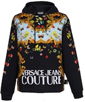 VERSACE JEANS COUTURE Black Hoodie with Botanical Print B7GUA7FK-30218-899 VERSACE JEANS COUTURE Black Hoodie with Botanical Print B7GUA7FK-30218-899