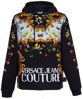 베르사체 진스 꾸뛰르 블랙 후디 보태니컬 프린트 디자인. B7GUA7FK-30218-899 Buy 베르사체 진스 꾸뛰르 블랙 후디 보태니컬 프린트 디자인. B7GUA7FK-30218-899
