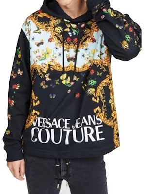 베르사체 진스 꾸뛰르 블랙 후디 보태니컬 프린트 디자인. B7GUA7FK-30218-899 Purchase 베르사체 진스 꾸뛰르 블랙 후디 보태니컬 프린트 디자인. B7GUA7FK-30218-899